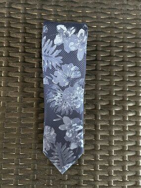 Navy Floral Silk Tie Sophisticated Botanical Statement Luxury Neckwear